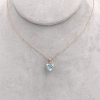 14k Rose Gold 1.73 Carat Heart Shape Genuine Natural Aquamarine Pendant (#J6728)