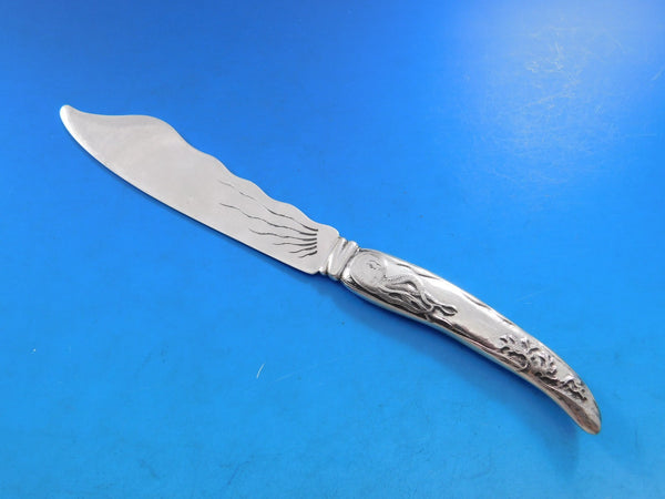 Lap Over Acid Etched by Tiffany Sterling Silver Fish Knife Octopus Sea 7 5/8"