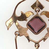10k Yellow Gold Lavaliere with Seed Pearls and Purple Paste Stones (#J6057)