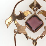 10k Yellow Gold Lavaliere with Seed Pearls and Purple Paste Stones (#J6057)