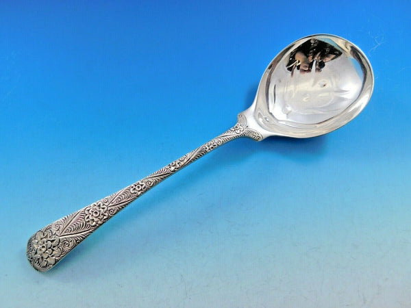 Antique Engraved by Tiffany and Co Sterling Silver Berry Spoon Fluted 9"