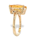 14k Yellow Gold Large 7.97 Carat Genuine Natural Citrine Ring Bow Motifs #J7446