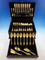 Golden Grande Baroque by Wallace Sterling Silver Flatware Set Dinner 57 pcs Gold