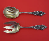Art Silver c.1894 by The Baltimore Mfg Co Sterling Salad Set 2pc w/Irises GW 10"