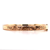 14k Yellow Gold Hand Engraved Baby Bangle Bracelet Jewelry (#J5721)