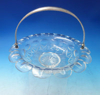 Dutch Crystal Bowl w/Sterling Silver Beaded Style Handle 10 1/14" x 7 1/2" #5535