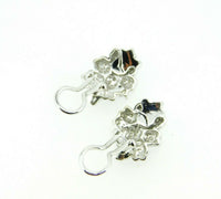 18k White Gold Genuine Natural Diamond Flower Earrings 1.2 Carats (#J1779)
