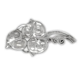 Sterling Kalo Three Leaf Large Pin w/Beads Handwrought by Bjarne Axness (#J6831)