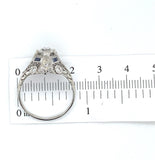 Art Deco Platinum .62ct Diamond Ring Jewelry w/ Lab-Created Sapphires GIA #J5929