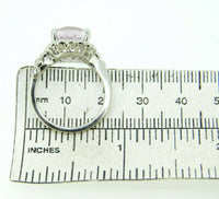 14k Gold Oval 6.95ct Genuine Natural Kunzite Ring with Diamond Halo (#J4453)