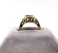 14k Yellow Gold Art Deco Filigree Genuine Natural Stone Cameo Ring (#J5412)