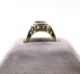 14k Yellow Gold Art Deco Filigree Genuine Natural Stone Cameo Ring (#J5412)