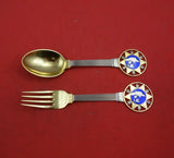 Christmas by A. Michelsen Sterling Silver Fork and Spoon Set 2pc 1931 Vermeil