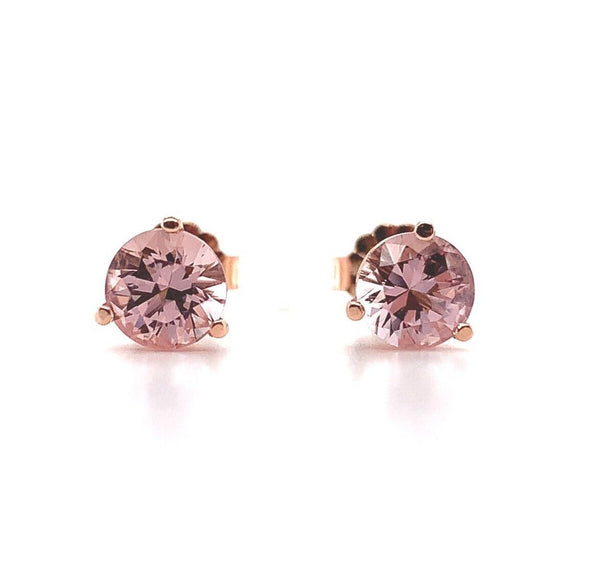 14k Rose Gold 1.17ct Genuine Natural Morganite Stud Earrings Jewelry (#J5719)