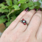 10k Gold Opal, Synthetic Lab-Created Ruby/Paste, and Pearl Victorian Ring #J6290