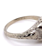 14k White Gold Art Deco .74ct Genuine Natural Ruby Filigree Ring (#J5619)