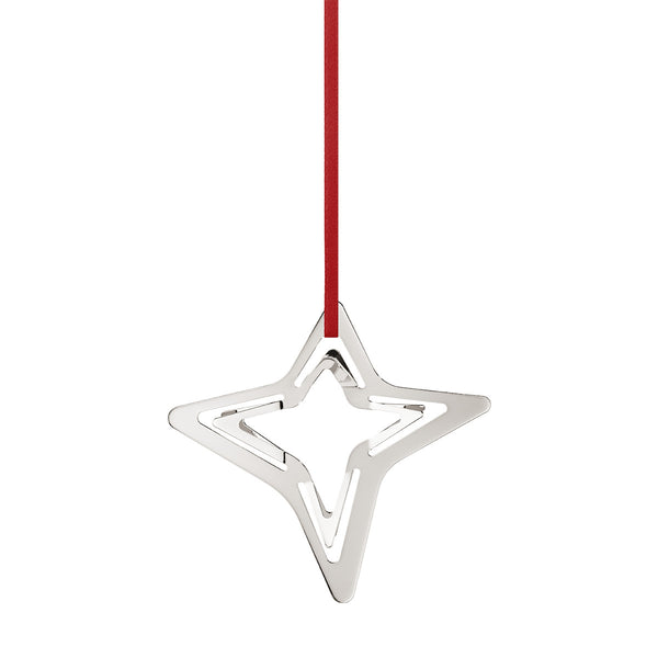 2021 Georg Jensen Christmas Holiday Ornament Four Point Star Silver - New