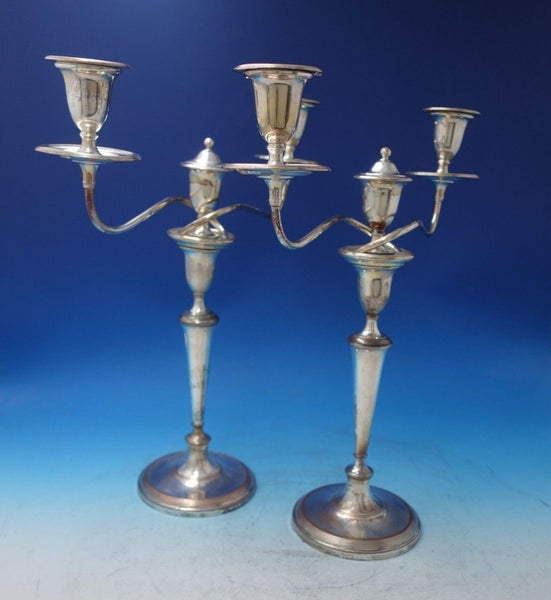 English Georgian Silver on Copper Candelabra Pair 15" x 15" (#5946)