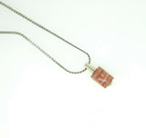Sterling Genuine Natural Rhodochrosite Pendant 10x7.3mm Rectangular (#J5029)