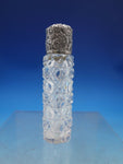 Silverplate and Glass Dresser Jar Repousse Flowers 4 1/2 #6634