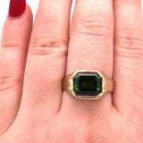 3.73ct Green Genuine Natural Tourmaline 14k Yellow Gold Men's Ring (#J5766)