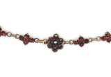Genuine Natural Bohemian Garnet Necklace w/Five Rosettes w/Drops 16.75" (#J5434)