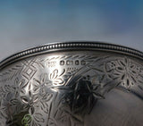 H.A. English Sterling Silver Sweet Meat Dish Bright-Cut w/Ivy Cobalt Liner #5524