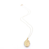 14k Gold Oval Locket with Engraved Flowers and Scrollwork with Chain (#J6674)