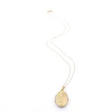 14k Gold Oval Locket with Engraved Flowers and Scrollwork with Chain (#J6674)
