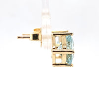 14k Yellow Gold 2.46cttw Genuine Natural Aquamarine Stud Earrings (#J6324)