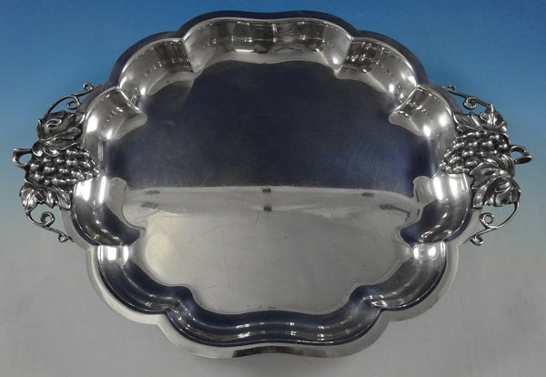 Durham Sterling Silver Serving Platter Footed with Grapes and Leaves #49 (#2400)