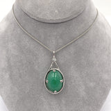 Platinum 9.55 Carat GIA Jadeite A Jade Pendant w/Diamond Platinum Chain (#J6512)