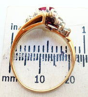 14k Yellow Gold Genuine Natural Ruby and Diamond Ring Size 7.75 (#J2746)