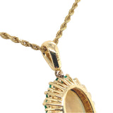 14k Yellow Gold 2.83 Carat Australian Genuine Opal Pendant w/ Emeralds (#J7450)