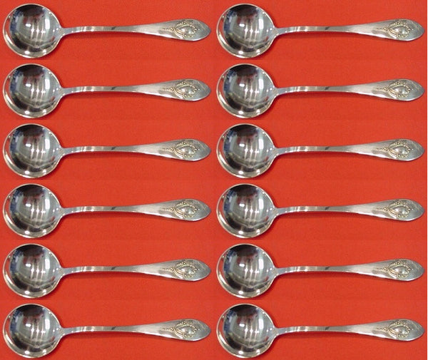 Mount Vernon by Lunt Sterling Silver Bouillon Spoon Wide Handle Set 12 pc 5 1/2"