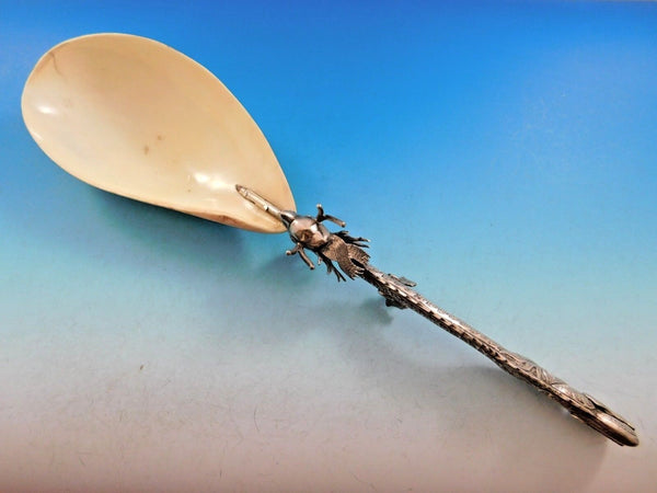 Chinese Export by Unknown Sterling Silver Serving Spoon Realistic Dragon 13 1/2"