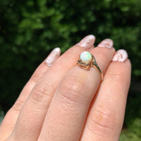 10k Yellow Gold Australian Genuine Natural Opal Bypass Ring Size 6 (#J6782)
