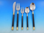 Tucano Black Gold Accent Sasaki Japan Stainless Steel Flatware Set Service 50 pc