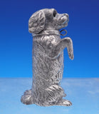 Silverplate Pepper Shaker Form of Dog Brown Glass Eyes Victorian 2 3/4" (#9027)