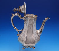 Edward John and Barnard English Victorian Sterling Tea Set 4pc w/Bird (#7677)