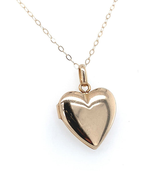 14k Yellow Gold Heart Locket Pendant Small and Plain Jewelry (#J6230)