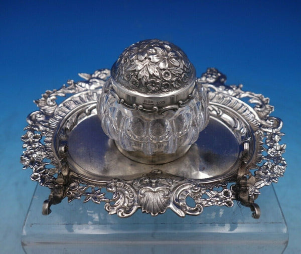 Gorham Sterling Silver Inkwell with Tray Pen Rest Winged Angels #195 (#6555)