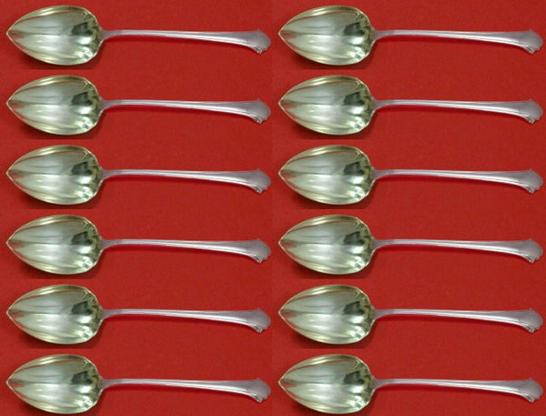 Chippendale by Towle Sterling Silver  Grapefruit Spoon Custom Set 12 pcs Fluted