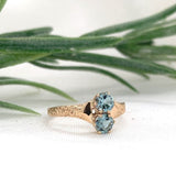 Victorian 10k Rosey Yellow Gold .43ct Genuine Natural Aquamarine Ring (#J7483)