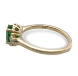14k Gold 1.11ct Tsavorite Green Genuine Garnet and .14ct Diamond Ring (#J7114)