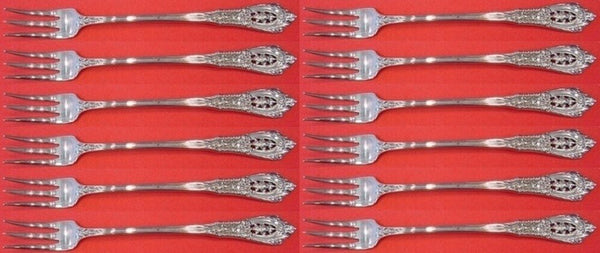 Rose Point by Wallace Sterling Silver Cocktail Fork 5 1/2" Set of 12