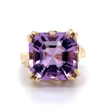 Asscher Cut 7.83ct Genuine Natural Amethyst 14k Yellow Gold Ring (#J5743)