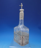 European .800 Silver Cut Crystal Decanter 3-D Child on Top w/ Men Women (#6867)