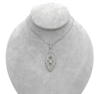 10k Gold Art Deco Genuine Natural Rock Crystal Quartz and Diamond Pendant #J7104