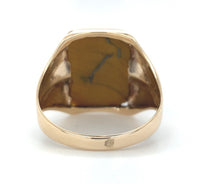 10k Yellow Gold Genuine Natural Tiger's Eye Men's Warrior Cameo Ring (#J6132)